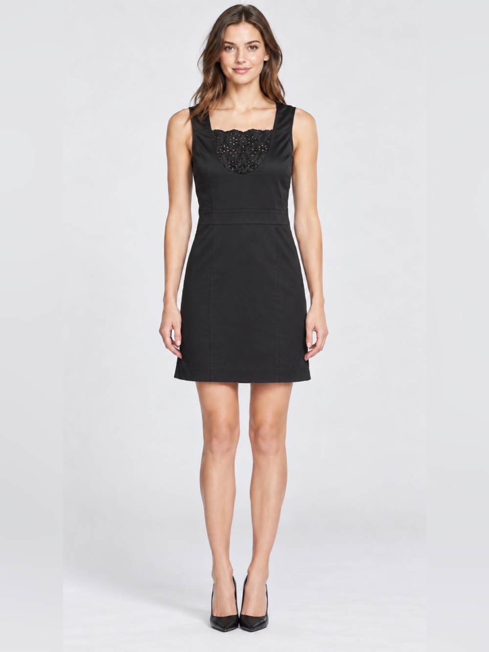 Gucci Authentic Vintage Eyelet Lace Tank Mini Dress Solid Black Small